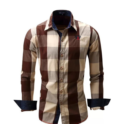 MULTICOLORED BROWN  LONG SLEEVED SHIRT
